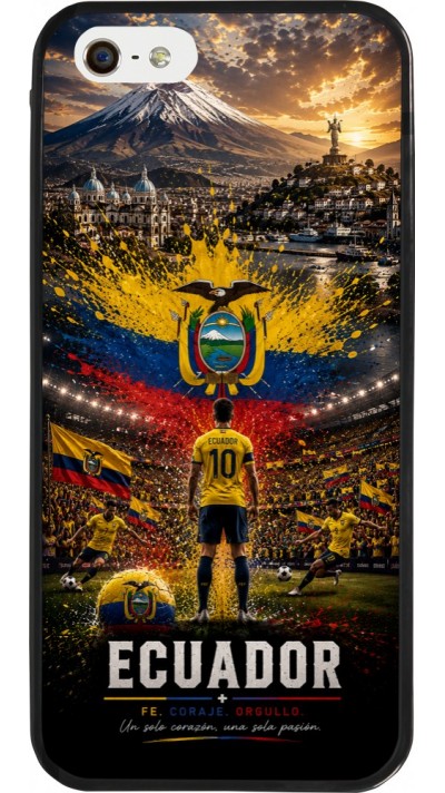 Coque iPhone 5/5s / SE (2016) - Silicone rigide noir Football Équateur splash 2026