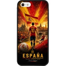 Coque iPhone 5/5s / SE (2016) - Silicone rigide noir Football Espagne splash 2026