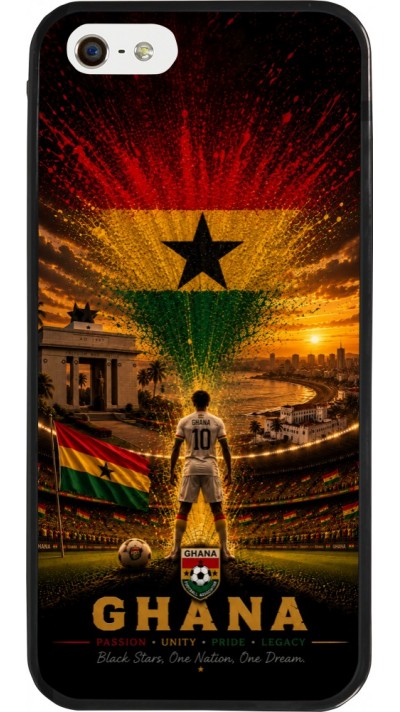 Coque iPhone 5/5s / SE (2016) - Silicone rigide noir Football Ghana splash 2026