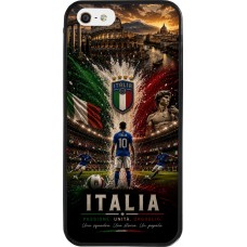 Coque iPhone 5/5s / SE (2016) - Silicone rigide noir Football Italie splash 2026