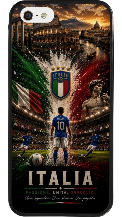 Coque iPhone 5/5s / SE (2016) - Silicone rigide noir Football Italie splash 2026