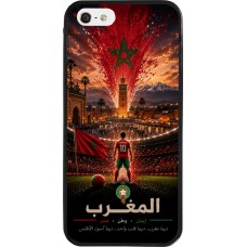 Coque iPhone 5/5s / SE (2016) - Silicone rigide noir Football Maroc splash 2026