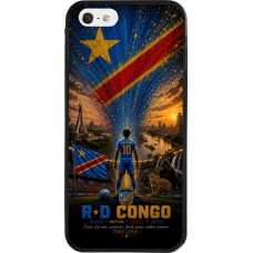 Coque iPhone 5/5s / SE (2016) - Silicone rigide noir Football République démocratique du Congo splash 2026