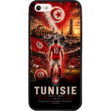 Coque iPhone 5/5s / SE (2016) - Silicone rigide noir Football Tunisie splash 2026