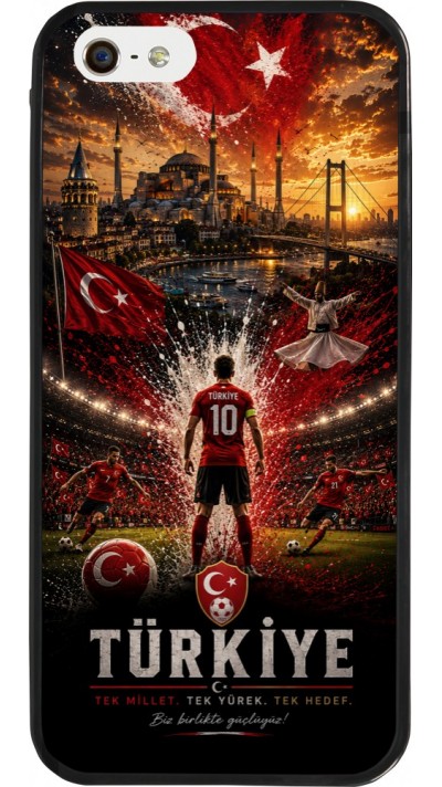 Coque iPhone 5/5s / SE (2016) - Silicone rigide noir Football Turquie splash 2026