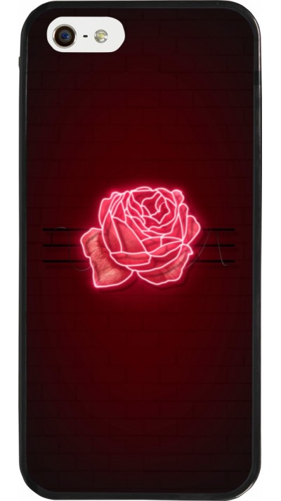 Coque iPhone 5/5s / SE (2016) - Silicone rigide noir Spring 23 neon rose