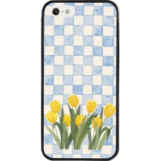 Coque iPhone 5/5s / SE (2016) - Silicone rigide noir Blue vichy tulips Spring 2026