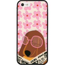 Coque iPhone 5/5s / SE (2016) - Silicone rigide noir Dog with newspaper Spring 2026