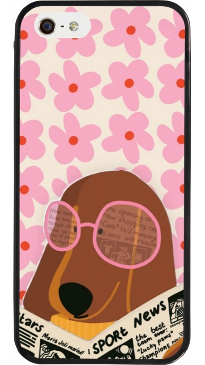 Coque iPhone 5/5s / SE (2016) - Silicone rigide noir Dog with newspaper Spring 2026