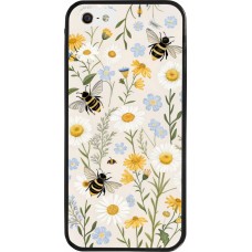 Coque iPhone 5/5s / SE (2016) - Silicone rigide noir Pattern bees Spring 2026