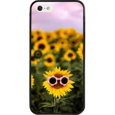 Coque iPhone 5/5s / SE (2016) - Silicone rigide noir Sunflower with glasses Spring 2026