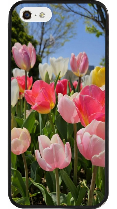 Coque iPhone 5/5s / SE (2016) - Silicone rigide noir Tulips Spring 2026