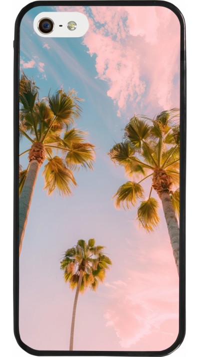 Coque iPhone 5/5s / SE (2016) - Silicone rigide noir Summer 2025 Palmiers