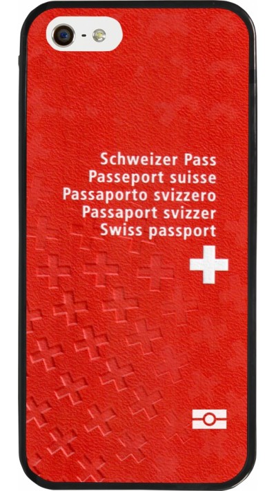 Coque iPhone 5/5s / SE (2016) - Silicone rigide noir Swiss Passport
