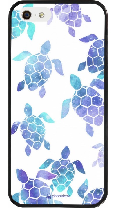 Coque iPhone 5/5s / SE (2016) - Silicone rigide noir Turtles pattern watercolor
