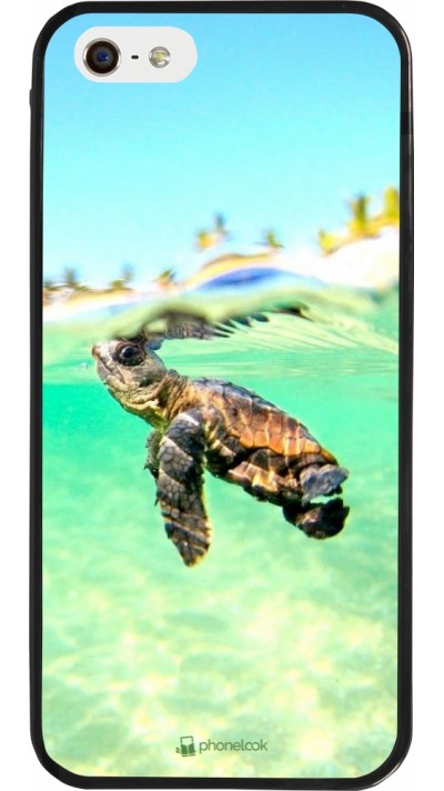 Coque iPhone 5/5s / SE (2016) - Silicone rigide noir Turtle Underwater