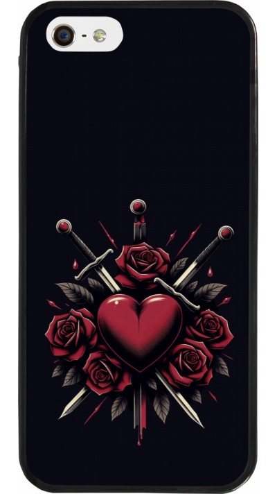 Coque iPhone 5/5s / SE (2016) - Silicone rigide noir Valentine 2024 gothic love