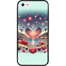 Coque iPhone 5/5s / SE (2016) - Silicone rigide noir Valentine 2025 Chic