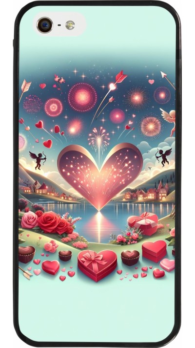 Coque iPhone 5/5s / SE (2016) - Silicone rigide noir Valentine 2025 Chic