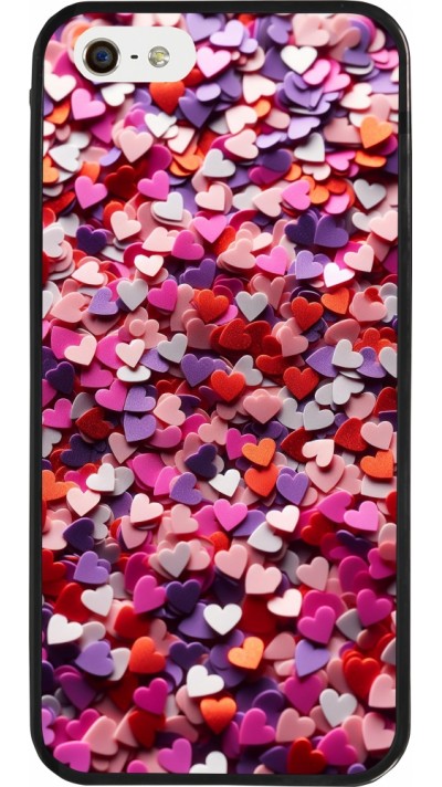 Coque iPhone 5/5s / SE (2016) - Silicone rigide noir Valentine 2025 Confetti