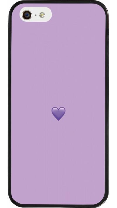 Coque iPhone 5/5s / SE (2016) - Silicone rigide noir Valentine 2023 purpule single heart