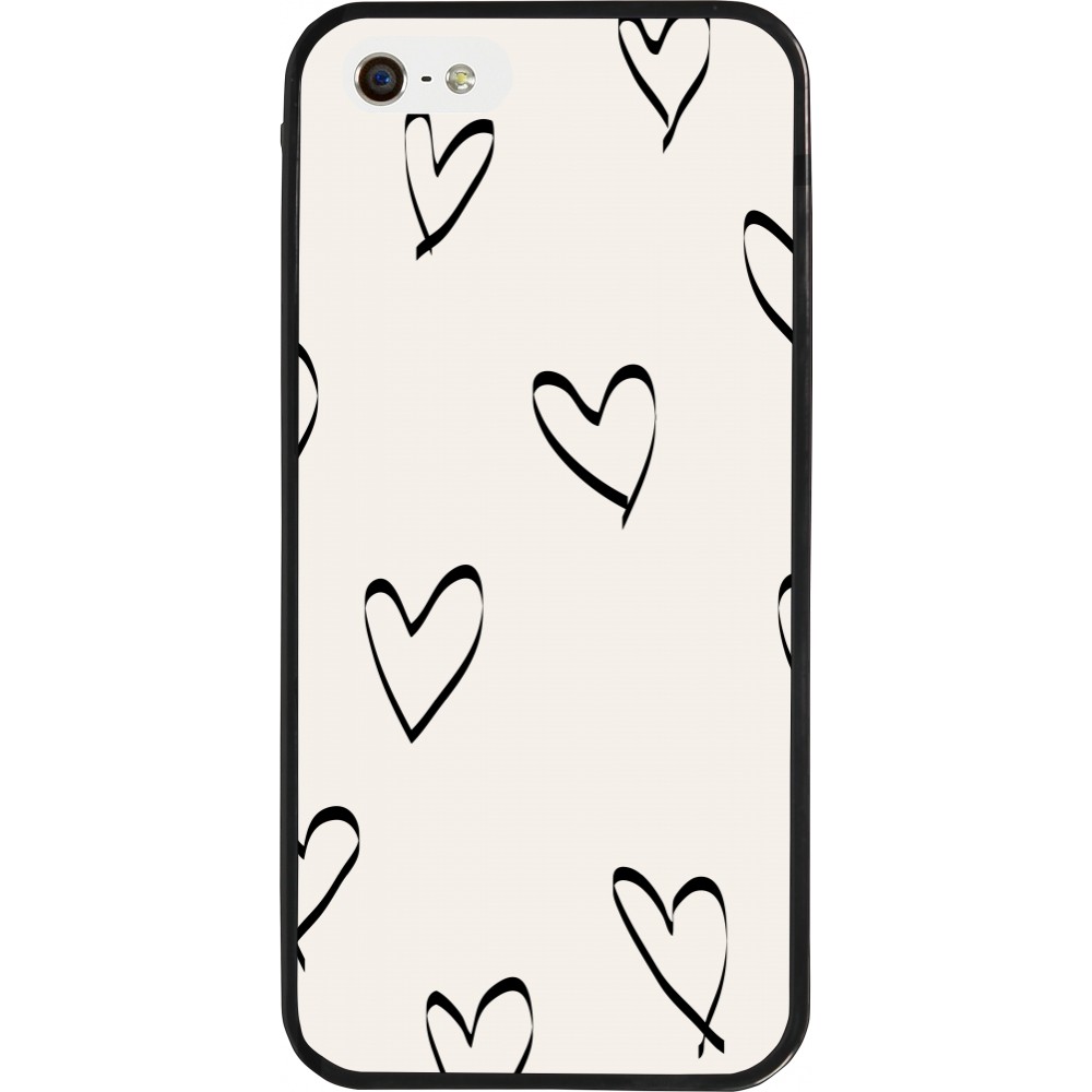 iPhone 5/5s / SE (2016) Case Hülle - Silikon schwarz Valentine 2023 minimalist hearts