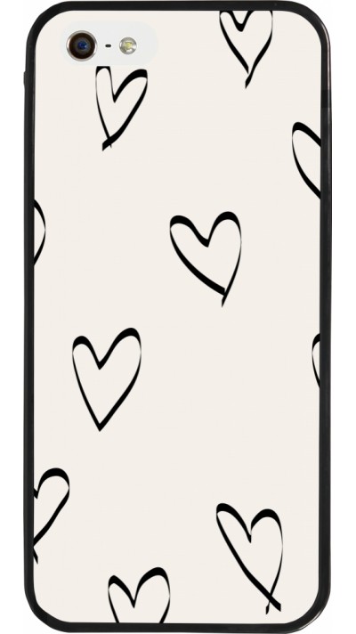 Coque iPhone 5/5s / SE (2016) - Silicone rigide noir Valentine 2023 minimalist hearts