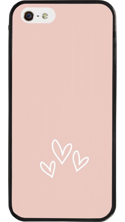 Coque iPhone 5/5s / SE (2016) - Silicone rigide noir Valentine 2023 three minimalist hearts