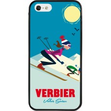 Coque iPhone 5/5s / SE (2016) - Silicone rigide noir Verbier Ski Downhill