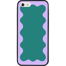 Coque iPhone 5/5s / SE (2016) - Silicone rigide noir Wavy Rectangle Green Purple