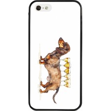 Coque iPhone 5/5s / SE (2016) - Silicone rigide noir Wine Teckel