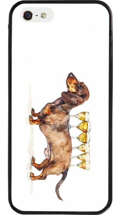 Coque iPhone 5/5s / SE (2016) - Silicone rigide noir Wine Teckel