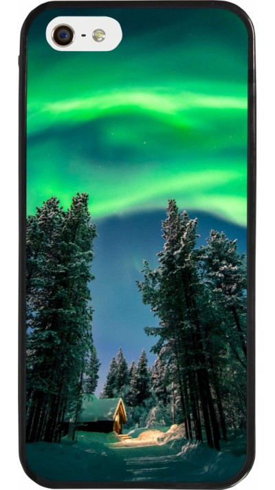 Coque iPhone 5/5s / SE (2016) - Silicone rigide noir Winter 22 Northern Lights