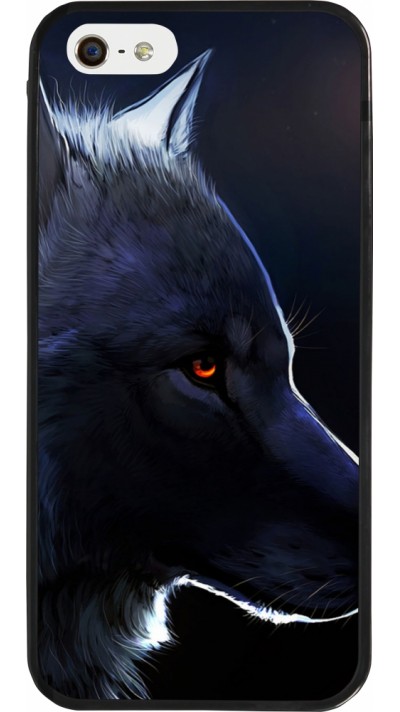 Coque iPhone 5/5s / SE (2016) - Silicone rigide noir Wolf Shape