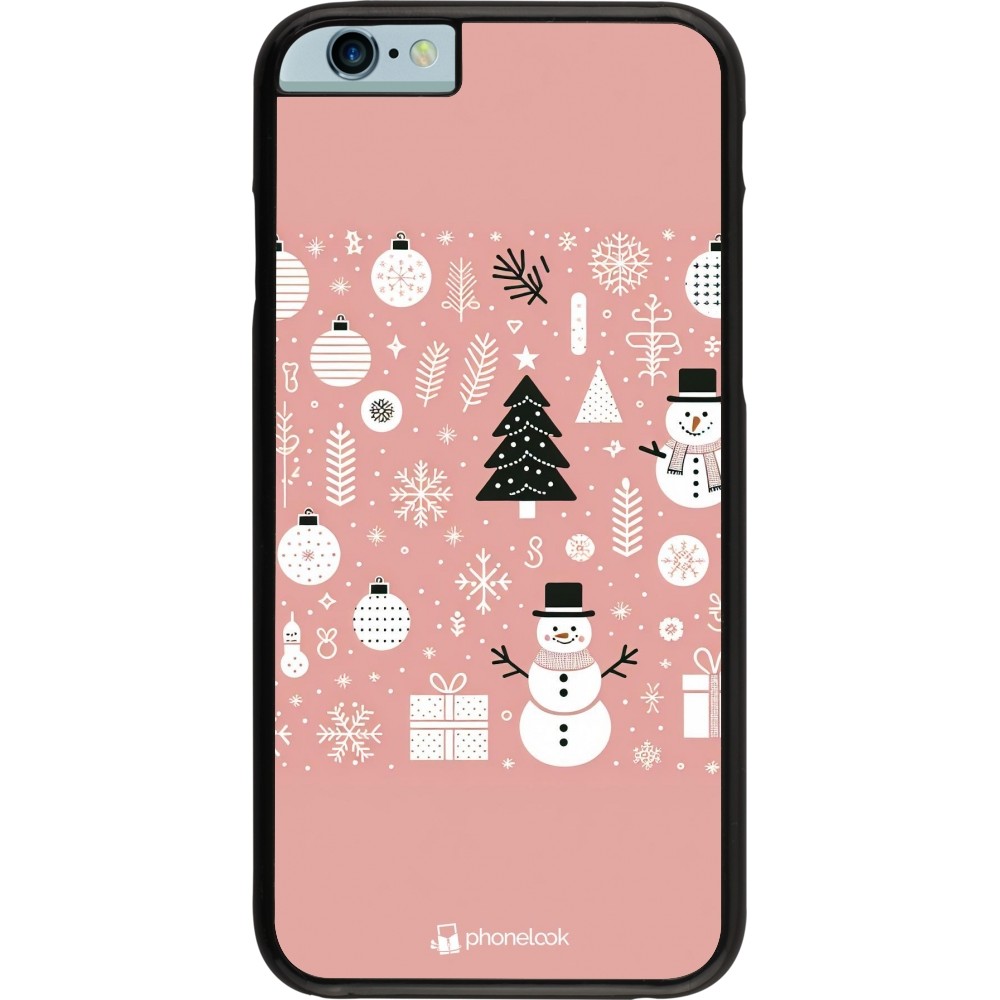 Coque iPhone 6/6s - Noël 2024 Rose Snowman Christmas