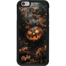 Coque iPhone 6/6s - Silicone rigide noir Halloween 2025 Pumpkin with flowers