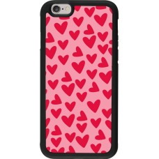 Coque iPhone 6/6s - Silicone rigide noir Mom 2024 petits coeurs