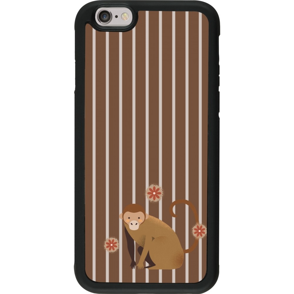 iPhone 6/6s Case Hülle - Silikon schwarz Monkey with stripes