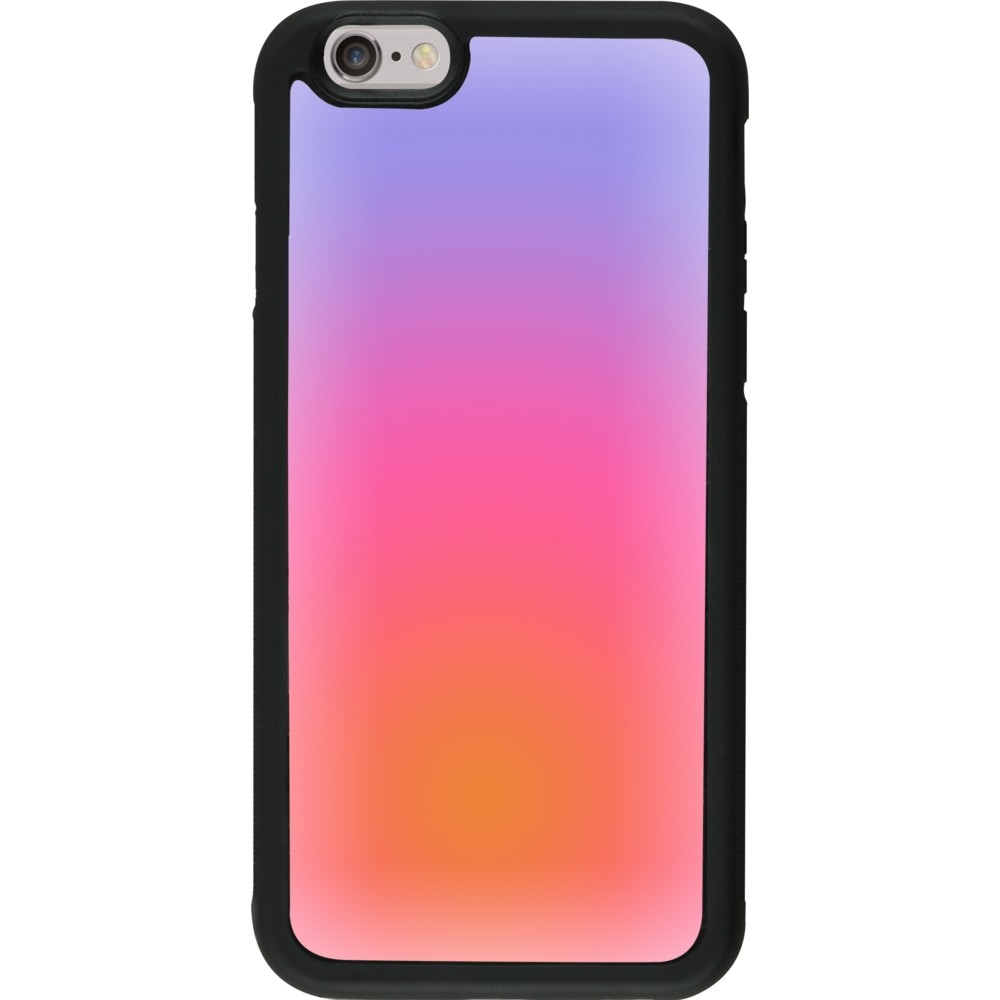 Coque iPhone 6/6s - Silicone rigide noir Orange Pink Blue Gradient