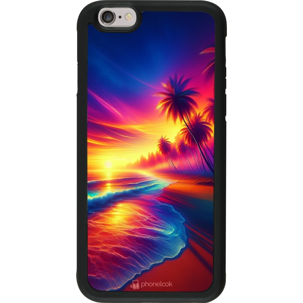 iPhone 6/6s Case Hülle - Silikon schwarz Strand Sonnenuntergang auffällig
