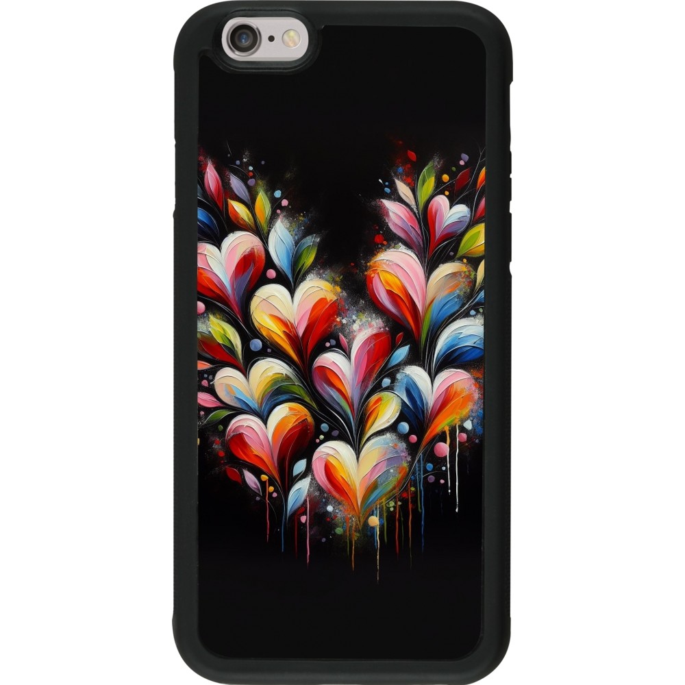 iPhone 6/6s Case Hülle - Silikon schwarz Valentin 2024 Schwarzes Herz Abstrakt