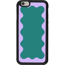 Coque iPhone 6/6s - Silicone rigide noir Wavy Rectangle Green Purple