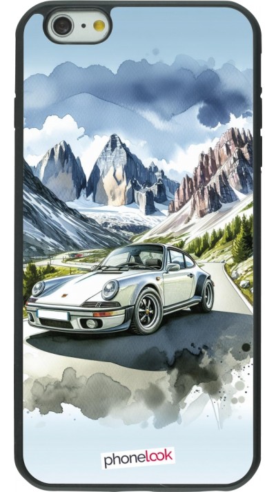 Coque iPhone 6 Plus / 6s Plus - Silicone rigide noir Porsche 911 Mountain Watercolor