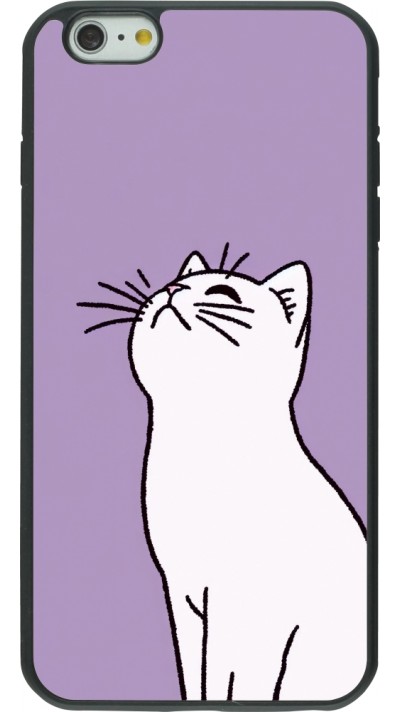 iPhone 6 Plus / 6s Plus Case Hülle - Silikon schwarz Chat auf lila Hintergrund