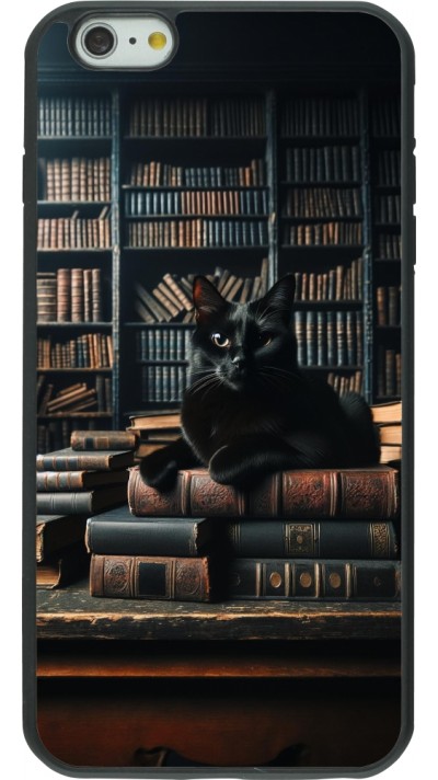 iPhone 6 Plus / 6s Plus Case Hülle - Silikon schwarz Katze Bücher dunkel