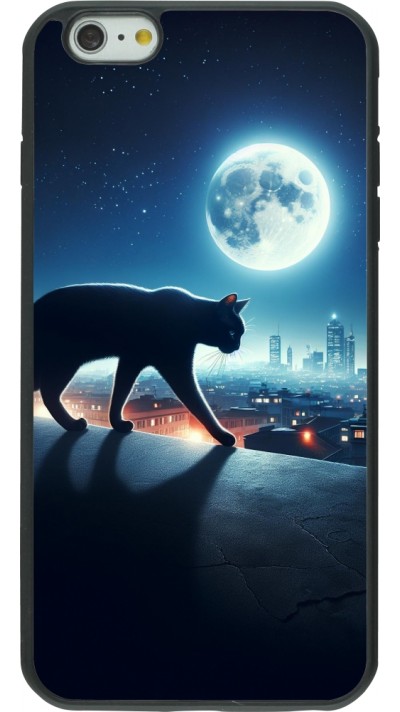 iPhone 6 Plus / 6s Plus Case Hülle - Silikon schwarz Schwarze Katze unter dem Vollmond