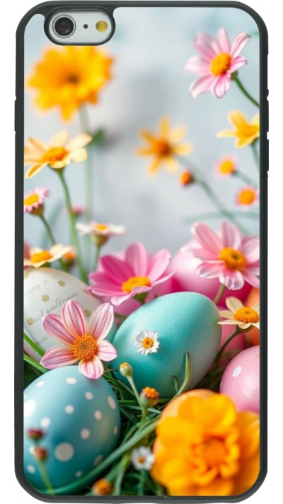 Coque iPhone 6 Plus / 6s Plus - Silicone rigide noir Easter 2026 Eggs with flowers