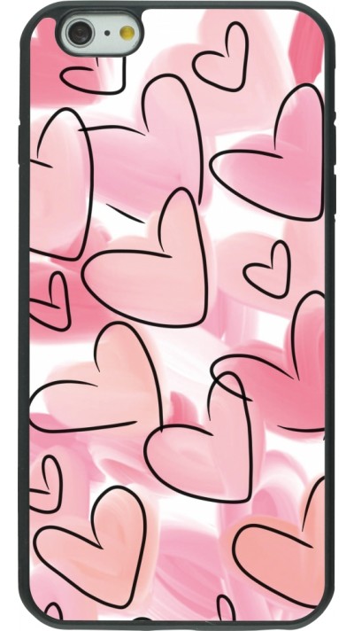iPhone 6 Plus / 6s Plus Case Hülle - Silikon schwarz Easter 2023 pink hearts