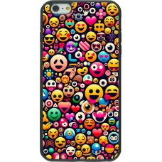 iPhone 6 Plus / 6s Plus Case Hülle - Silikon schwarz Emoji Mix Farbe
