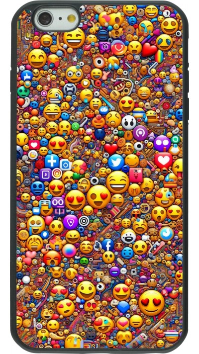 iPhone 6 Plus / 6s Plus Case Hülle - Silikon schwarz Emoji gemischt